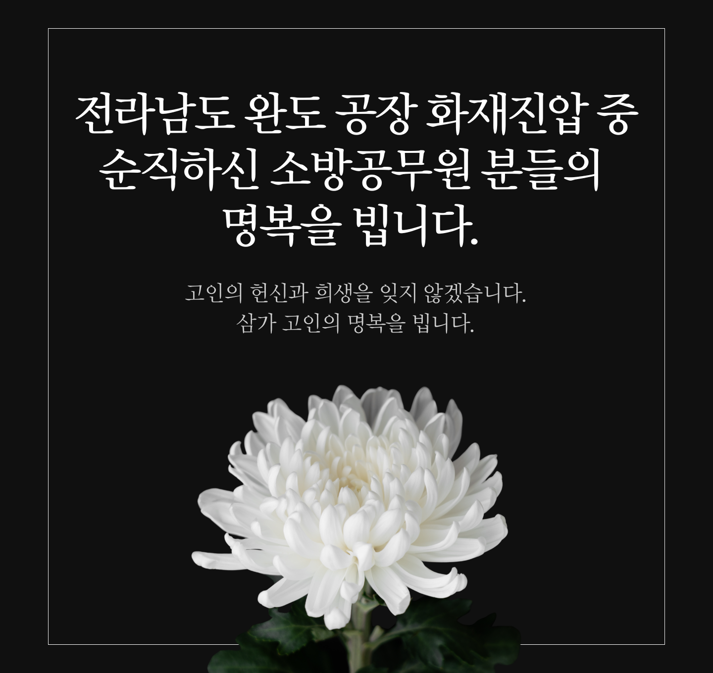 완도 공장 순직 소방관 애도